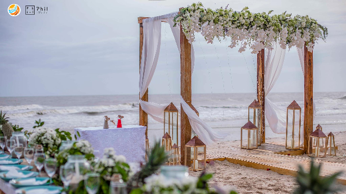 Đám cưới cùng Background bãi biển, ngoài trời 